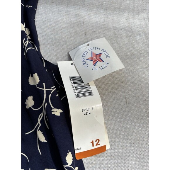 NWT E.D. Michaels by Melanie Druker Vintage Navy Floral Midi Dress Size 12 Boho - Picture 10 of 10